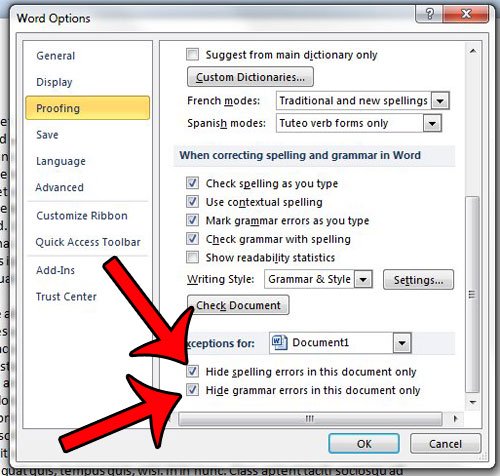 Word not spell checking entire document in excel
